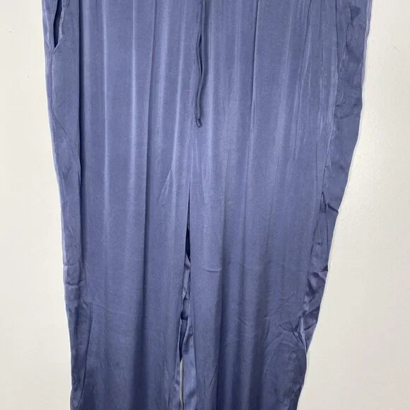 Skin World Wide Silk Pajama Pants Blue 4 XL Elastic Pockets Drawstring jogger - Picture 3 of 10